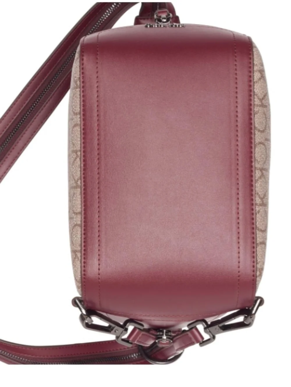 New Calvin Klein Monogram Canvas Moss Convertible Bucket Crossbody & Tote Bag - Picture 9 of 10